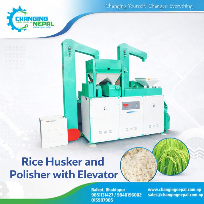 Rice Husker and Polisher with Elevator