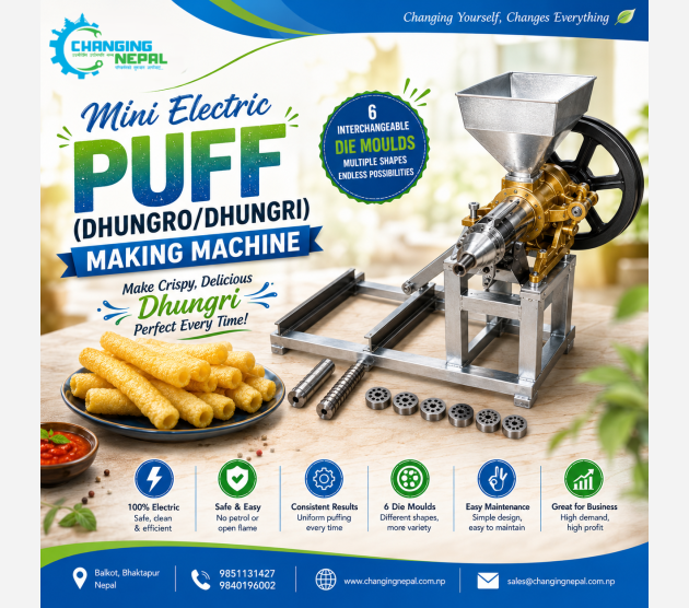 Mini Electric Puff (Dhungro/Dhungri) Making Machine